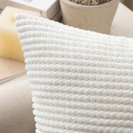 MIULEE Pack of 2 Corduroy Cushion Covers Decorative Throw Pillow Cover Square Pillowcase for Sofa Bedroom Living Room Home 12x20 Inch 30x50 cm Bleach