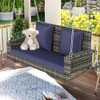 2-Person Wicker Hanging Porch Swing with Chains, Cushion, Pillow, Rattan