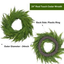 24" Cedar Pine Wreath Realistic Christmas Wreath for Front Door Walls Windows Porches Indoor Outdoor Christmas Xmas Decorations Home Decor