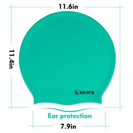 Extra Large Swim Cap for Braids and Dreadlocks Afro Hair Long Hair, Waterproof Silicone Cover Ear Bath Pool Shower Swimming Cap for Women Men Youth Adult Kids Girls to Keep Hair Dry, Green