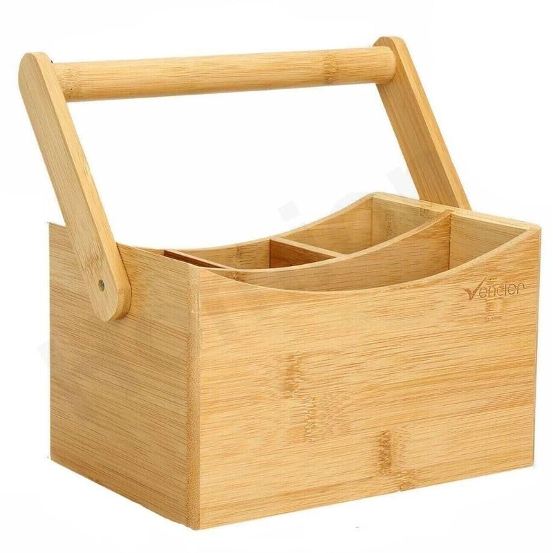 Cutlery Caddy Utensil Holder with Handle 4 Compartment Kitchen Organiser