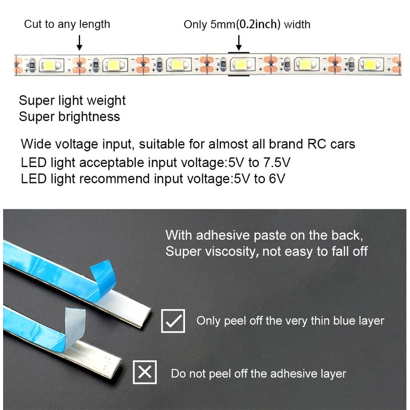 Waterproof LED Light Strips for RC Cars Trucks Airplanes Boats