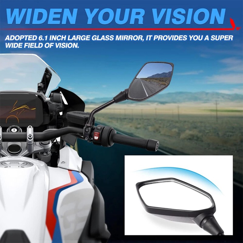 Dreamizer Motorcycle Rearview Mirrors + 7/8" Clamps For Yamaha Grizzly