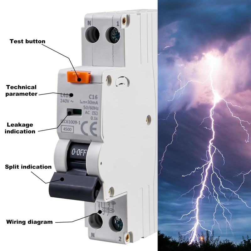 GOEDCH FI/LS Switch: 1P+N 6kA FI Switch with RCBO, 230V,