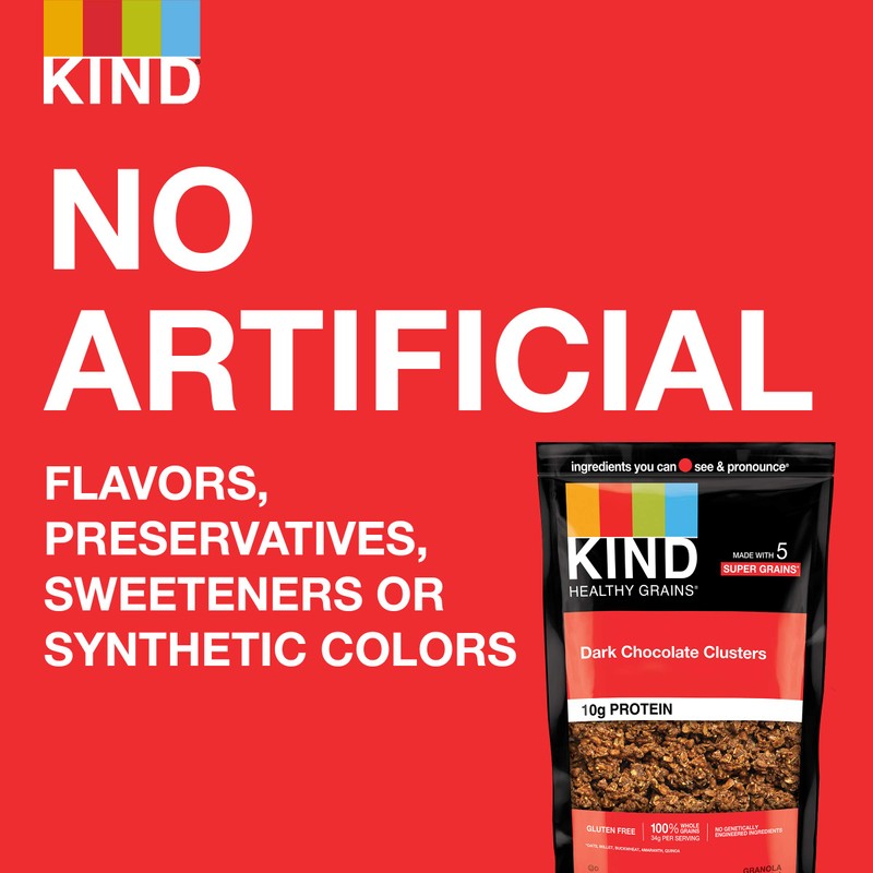 KIND Healthy Grains Clusters, Dark Chocolate Granola, Gluten Free, 10g