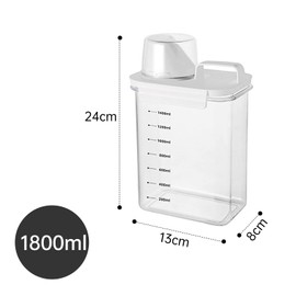 Luftdichter Waschmittelspender Mit Messbecher, Waschpulver Aufbewahrungsbox, Mehrzweck-Waschpulver Spender Waschpulver Dose, Waschmittelbox für Waschmittel WeichspüLer, Waschpulver-BehäLter(1800ML)