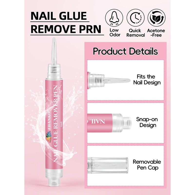EBANKU 4 Pcs Nail Glue Remover Pen, Click&Remove Pen Design