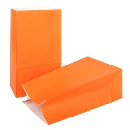 KEYYOOMY Small Paper Bags Orange Party Goody Bag for Party Favor (100 CT, 4.7x2.4x8.7 In)