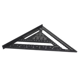 12in Triangle Ruler Aluminum Alloy Woodworking Carpentry Measuring Tools Black