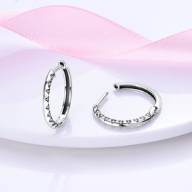 NARMO Hoop Earrings Heart Shape Hoop Earrings for Women Cubic Zirconia Moon Star Hoops Various 925 Sterling Silver Circle Earrings, Sterling Silver, Cubic Zirconia