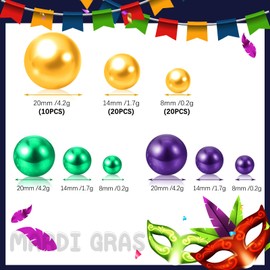 Mardi Gras Vase Filler | 150PCS Pearls Bead for Centerpieces Vases | 8/14/20 mm No Hole Beads, Fake Pearls for Wedding Birthday Mardi Gras Theme Party Table Centerpieces Decor