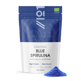 Organic Blue Spirulina Powder 100g - 100% Natural Phycocyanin for Smoothies - Strong Blue Food Colouring and Ingredient - Rich in Protein - by Alpha01