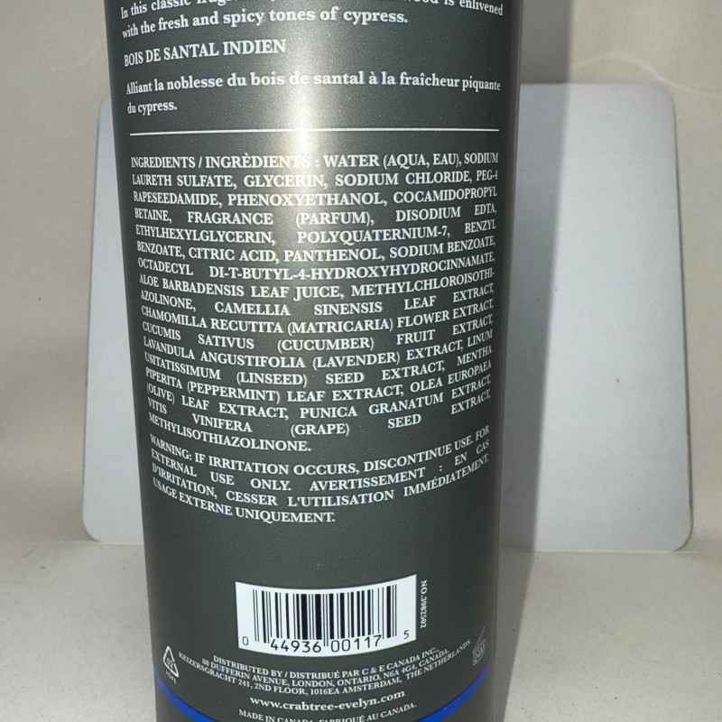 Crabtree & Evelyn INDIAN SANDALWOOD Men's Collection Body Wash 33.8