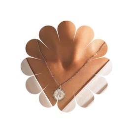 Inilbran Boho Flower Disc Necklace Vintage Coin Pendant Necklace Silver Sequins Choker Necklace Coin Disc Chain Necklace Jewellery for Women and Girls, Zinc