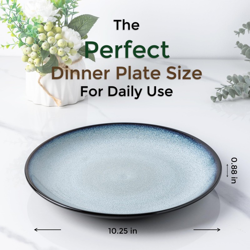 LERATIO Ceramic Dinner Plates Set of 6, 10.5 Inch Handmade