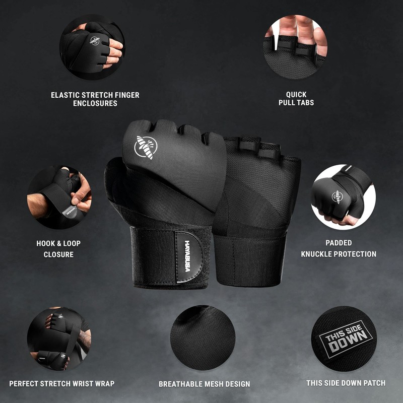 Hayabusa Elite Quick Wraps - Black, X-Large