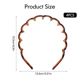 Zickzack Haarreif 4 Stück Haifischzahn Haarkamm Haarband Gewellte Kunststoff Stirnband Make Up Haarreif für Sport Fitness Tägliches für Damen Und Mädchen (Schwarz/Leopardenmuster)