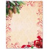 Paperdirect Holiday Ruby Scroll Ornament Christmas Winter Theme Stationery, Border