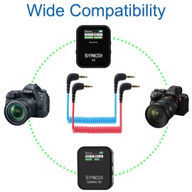 JCMOYUTY 3.5mm Microphone Adapter for SYNCO G2 G2MAX G2MEGA G2Pro G2(A2) MAX MEGA PRO G1A2 PRO Wireless Lavalier Microphone RX Receiver Coiled Dual 3.5mm TRS Patch Cable Audio Mic Cord for Cameras
