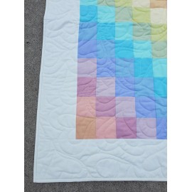 Handmade NEW~12 Cream & Pastel Colors Bargello Rainbow 34 x 41 Lap-Unisex Crib Baby Quilt