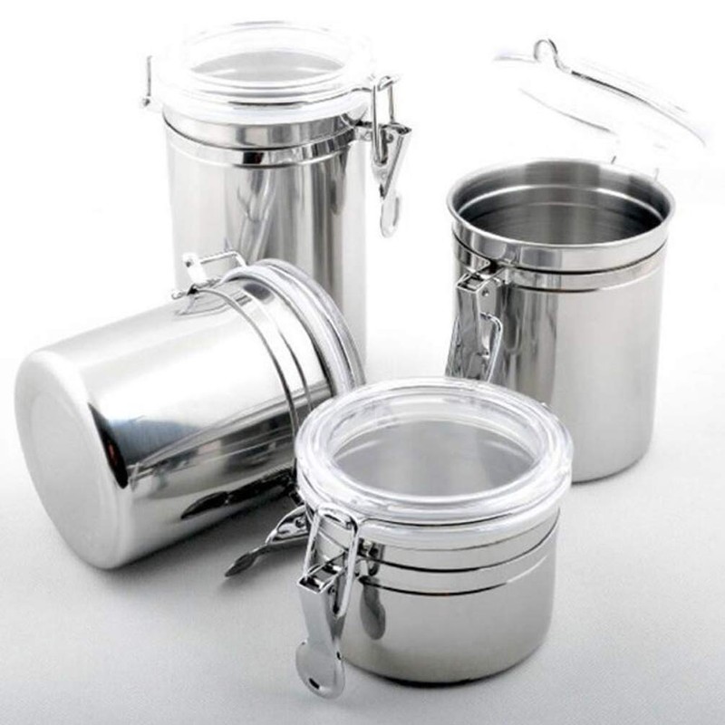 Foraineam 4-Piece Stainless Steel Airtight Canister Set with Clear Arylic