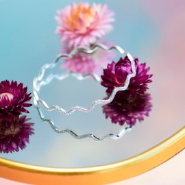 Tuscany Silver Women's Sterling Silver Wave and Glitz Bangle