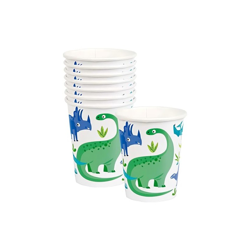 Unique 78306 Prehistoric Dinosaur Paper Cups | 8 Pcs, Green,