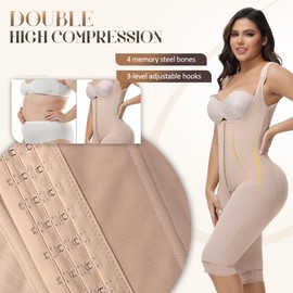 M MYODRESS Faja Body Shaper Full Body Shapewear for Women Post Surgery Compression Garment Stage 2 Faja Lipo 360 Bbl Postpartum Faja Knee Length Faja Curvy Columbian Fajas Waist Trainer Girdle M