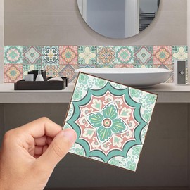 45 Mixed Pastel Pink Green Kitchen Bathroom Tile Stickers Transfers 6 x 6 inch 15 x 15cm Tiles DIY Stick On Wall Peel N Stick 6 by 6 inch Stickers 4 x4" 6x6” (Mixed Pastel Vintage, 10 cm x 10cm)