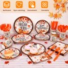 HOWAF Thanksgiving Dinnerware Set, Fall Maple Leaves Disposable Tableware Set