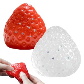 Pack of 2 Squishy XXL, Taba Squishy, Taba Squishy Set, Fufu Squishy, Squishy Strawberry, Transparent and Red, Squishy Toys, Stress Relief Toy for Office, School and Home