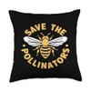 Bee Pollinator Garden Wildlife Flowers Bee Throw Pillow