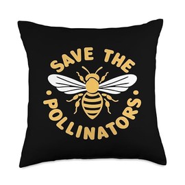 Bee Pollinator Garden Wildlife Flowers Bee Throw Pillow