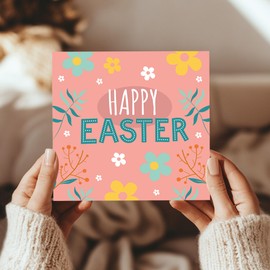 RED OCEAN Easter Card, Pink Easter Card, For, Wishes, For Kids, Kids, Family, Friends, Greetings