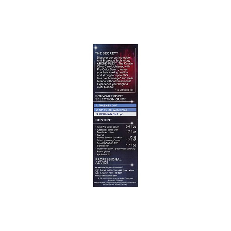 Schwarzkopf Keratin Color Care Lighteners Permanent Hair Color Cream, Platinum
