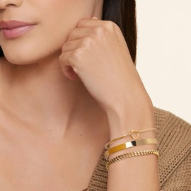 YOEE 9ct Gold Bracelets Gold Bangle for Women-Gold Bracelet for Women Gold Tennis Bracelet Gold Bangle for Women Gold Cuff Bracelet, 3pcs Bracelets for Womens Gold Jewellery Set Birthday Christmas