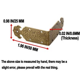 JSBWSFA 8 Pcs Brass Antique Corner Protector Decorative Guards Corner Guards Decorative Furniture Corner Edge Brackets for Wooden Boxes and Jewelry Boxes (Bronze)