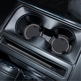 SENSHINE for Ford F150 Accessories 2021 2022 2023 2024 Non-Slip Anti Dust Cup Holder Insert Center Console Liner Trim Door Packet Mats Premium Custom Interior 40-pc Set (Bucket SuperCrew)(Gray Trim)