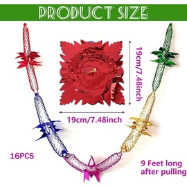 ASIRYVA 16 Pcs Christmas Ceiling Decorations,Christmas Foil Decorations Garland Festive Hanging Tinsel Swirl Decorations,Christmas Ceiling Decorations for Birthday Wedding Xmas Holiday Party Supplies