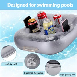 Bogoro Pool Bar Cocktail Holder, 4 Holes Inflatable Drink Holder, Floating Coasters, Cup Holder, Made of High-Quality PVC, Sturdy Structure, Ideal for Summer, Swimming Pool, Party, Pool