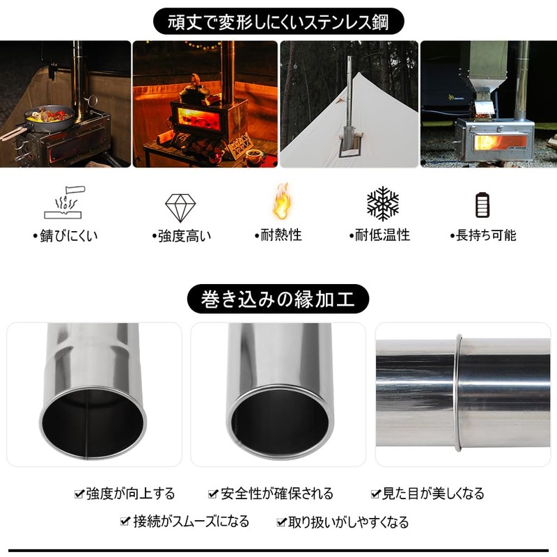 Soomloom Wood Stove Accessories Chimney Extension Pipe Diameter 2.4 inches