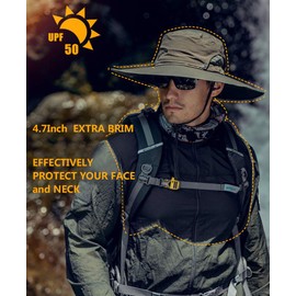 Wide Brim Sun Hats for Men UV Protection UPF50+ Waterproof Breathable Bucket Hats for Fishing Hiking Camping