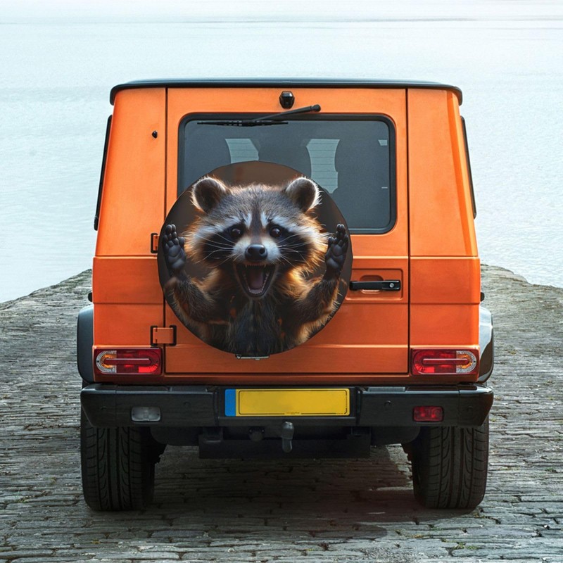 Funny Raccoon Spare Tire Cover Raccoon Wheel Protector for Truck