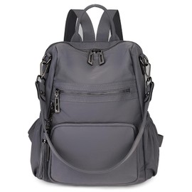 Uromee Backpack Purse for Women Vegan Leather Ladies Fashion Travel Tassel Shoulder Bag Convertible Nylon Grey bag