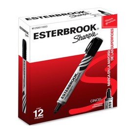 Sharpie Esterbrook Marcador Permanente | 12 piezas | Con Punta Cincel | Negro
