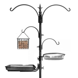 Ashman Online 91" Bird Feeding Station Metal Deck Pole Wild Bird Feeder Stand Stake Prongs