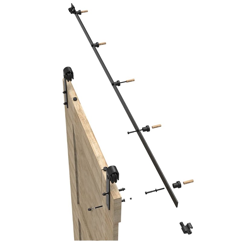 CCJH 16FT Single Sliding Barn Door Hardware Kit Black Basic