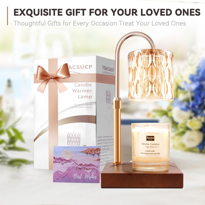 TOACSUCP Candle Warmer Lamp with 3 Bulbs, Adjustable Height Dimmable