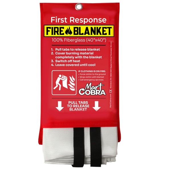 Mart Cobra Emergency Fire Blanket for Home and Kitchen Fire Extinguishers for The House x1 Fiberglass Fire Blankets Emergency for Home Fireproof Blanket Fire Retardant Blankets Grease Spray