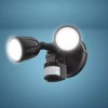 Patriot Lighting Black LED Dual Head Motion Sensor Plastic Shade Outdoor Security Flood Light